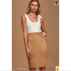 Lulu’s Superpower Tan Suede Pencil Skirt